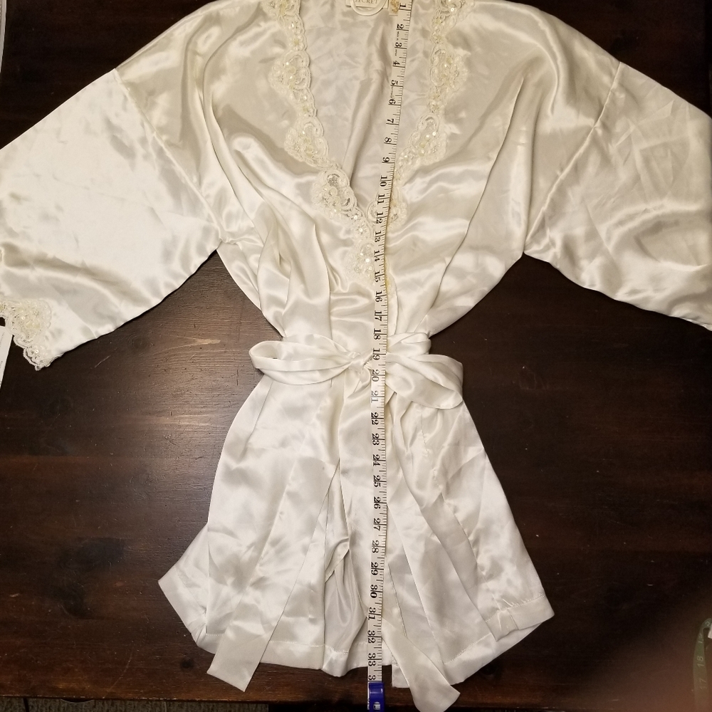 Vintage | Gold Label, Victoria Secret, Ivory Lace Teddy & Robe Lingerie Set, med - Picture 12 of 16